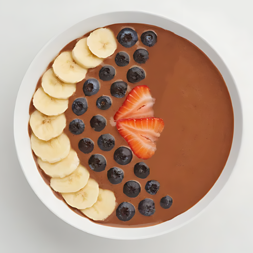 Peanut butter smoothie bowl featuring Spice it up with Lisa Duck's - Epicure's Chocolate Protein blend with bananas, blueberries, and strawberries